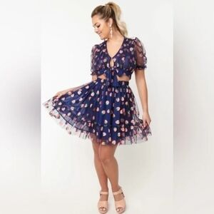 Cute Navy and Peach Tulle Set